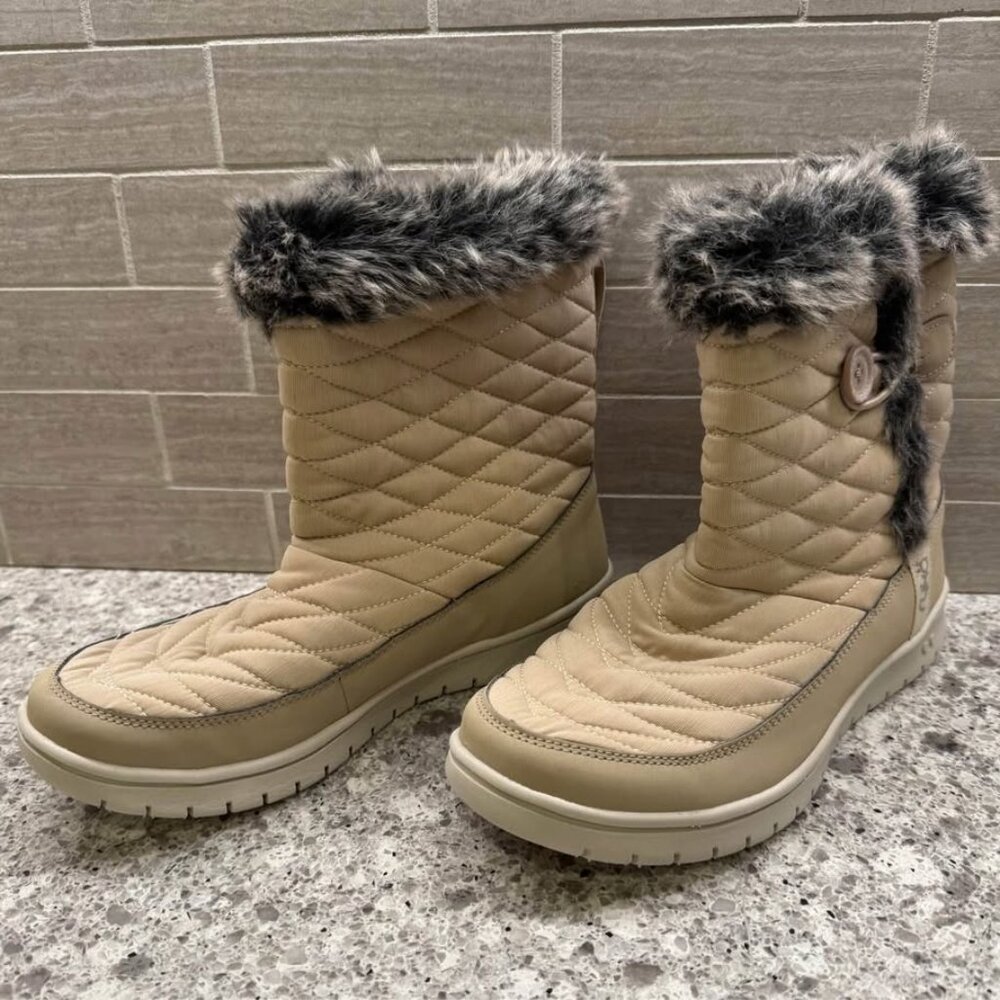 Ryka Women’s Camel Brown Quilted Shiver Ankle Boot with Faux Fur Trim-Size 7 - Picture 10 of 10